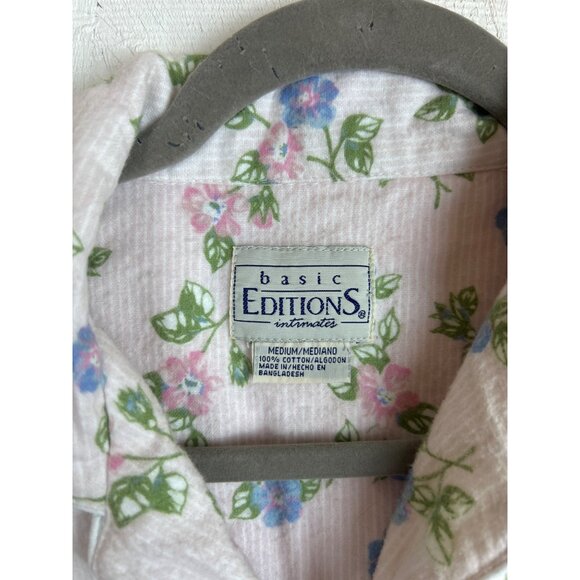 Vtg Basic Edition Intimates Flannel Pajama Set Women’s M Pink Floral Cottagecore - Picture 2 of 16